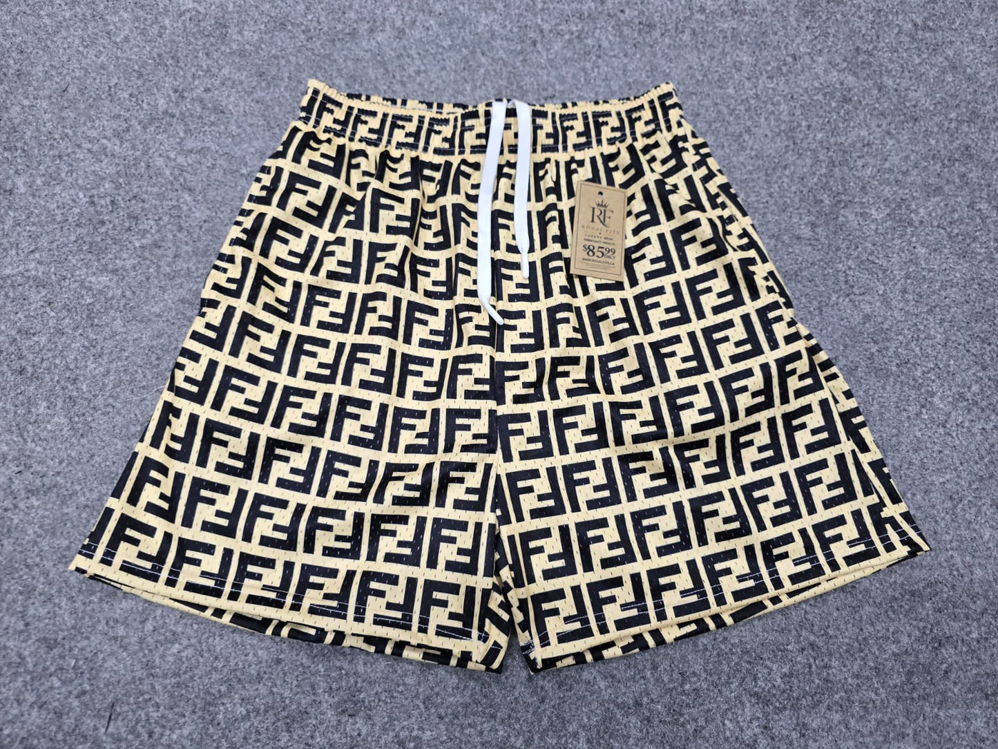Unisex Cream Black Monogram Mesh Shorts - Breathable Athletic Casual Performance Shorts