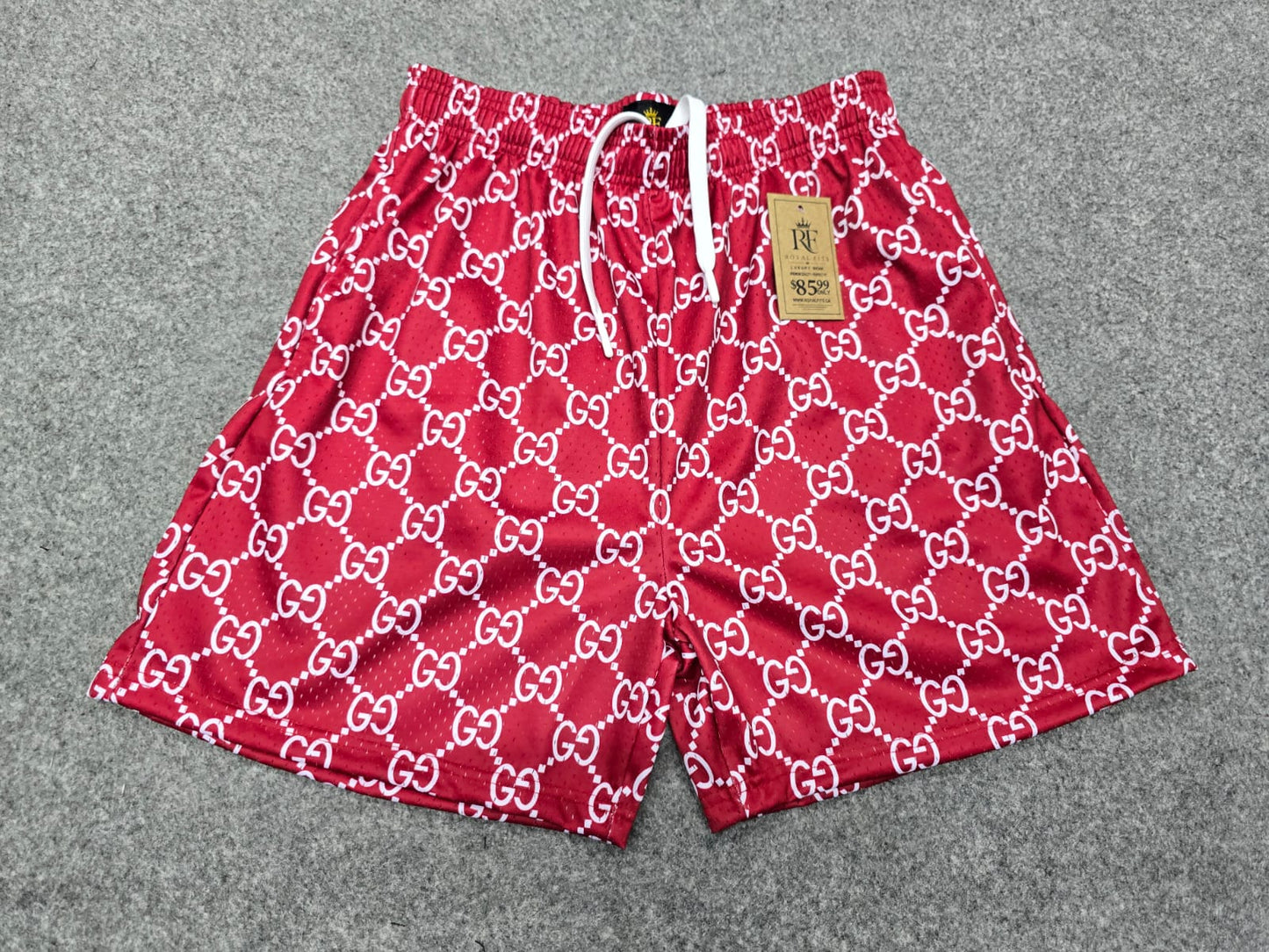 Unisex Red printed Monogram Print Mesh Shorts - Breathable Athletic Casual Performance Shorts