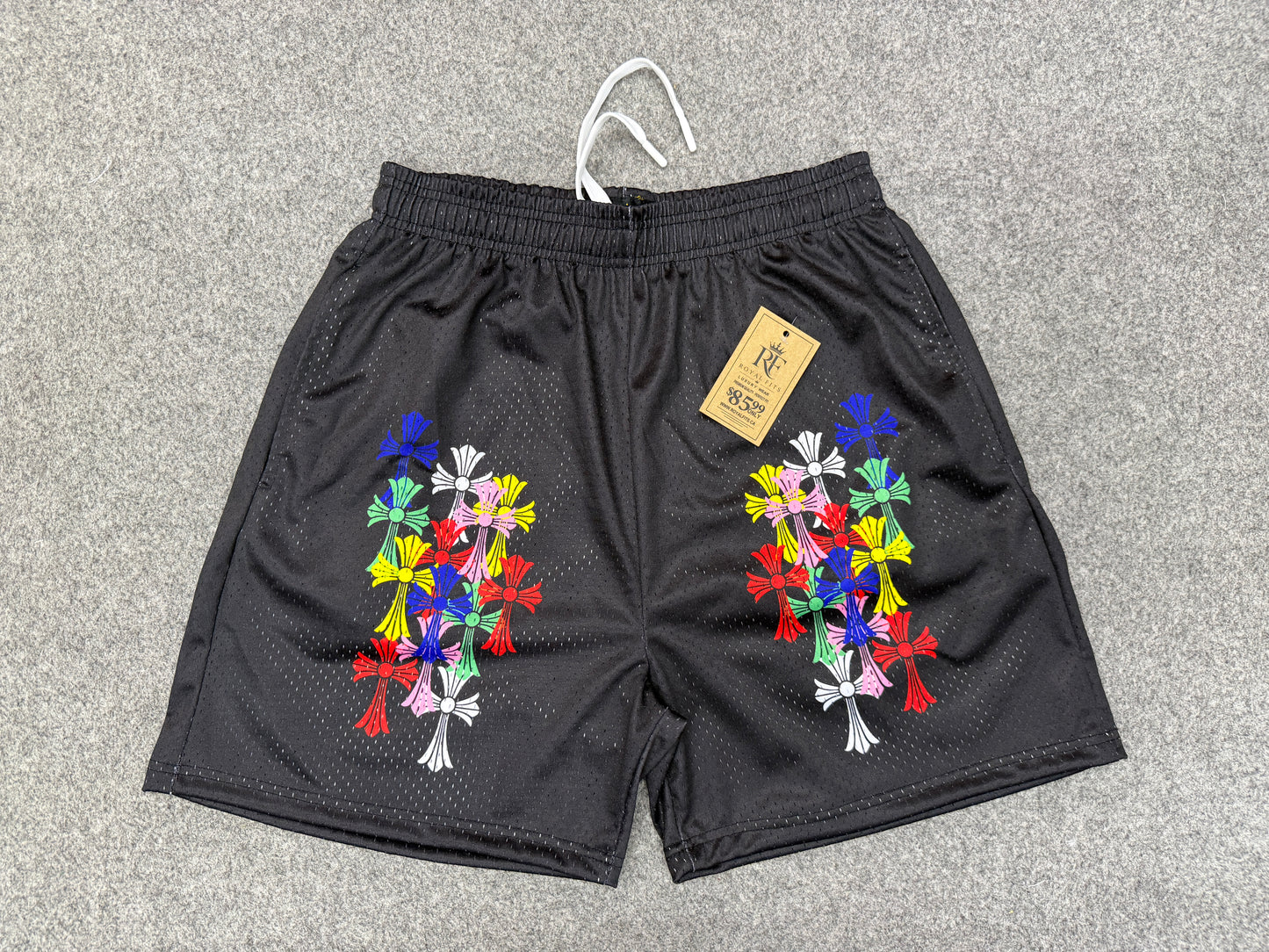 Black and multi-colors Mesh Shorts – Premium Graphic Design Unisex Shorts