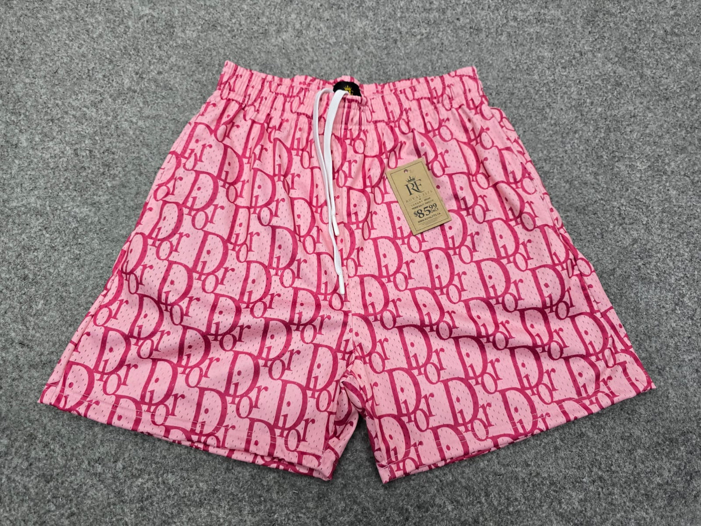 Unisex Pink Mesh Monogram Print Double Lined Shorts - Breathable Athletic Casual Performance Shorts