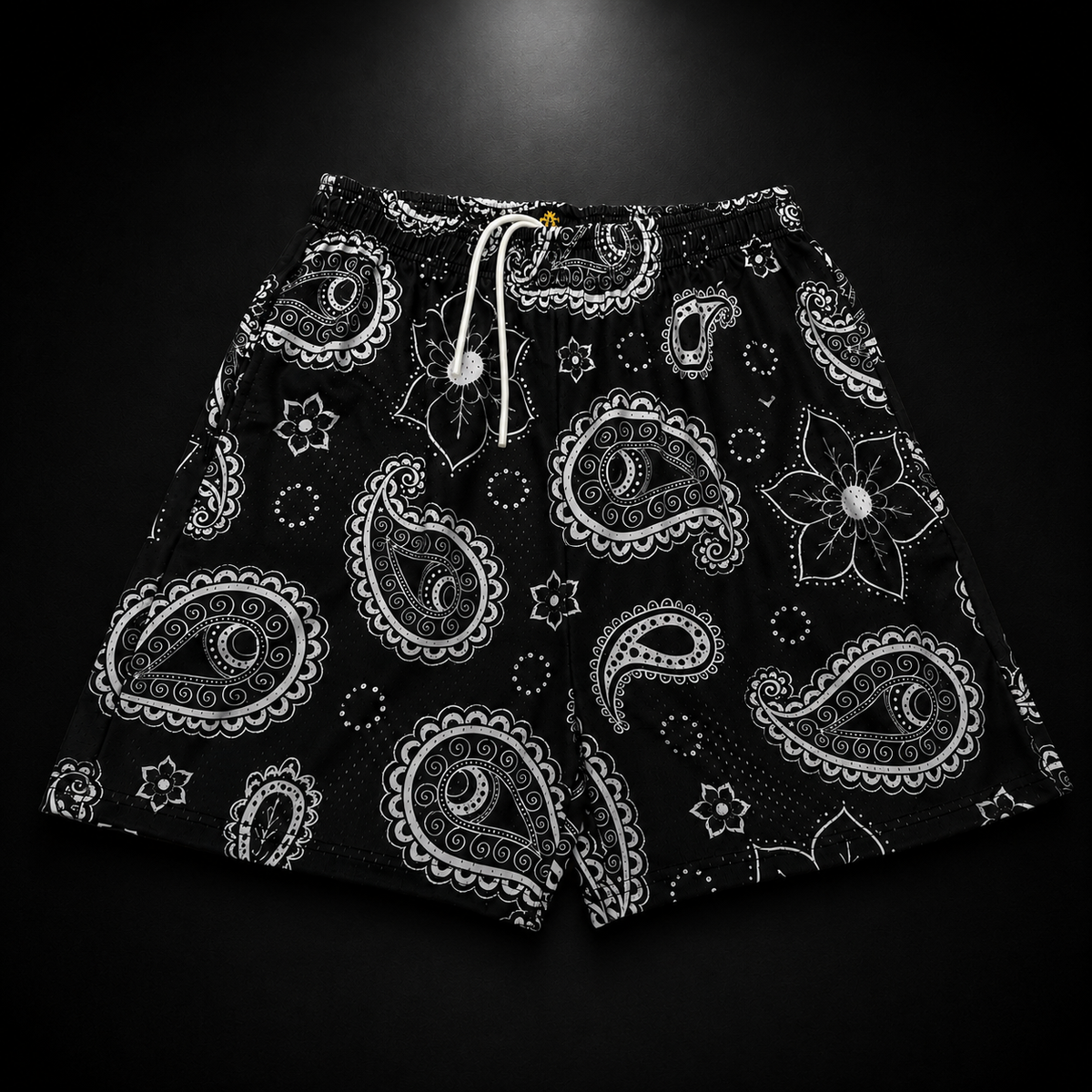 Black & White Paisley Unisex Mesh Shorts – Unisex Streetwear Athletic Mesh Shorts