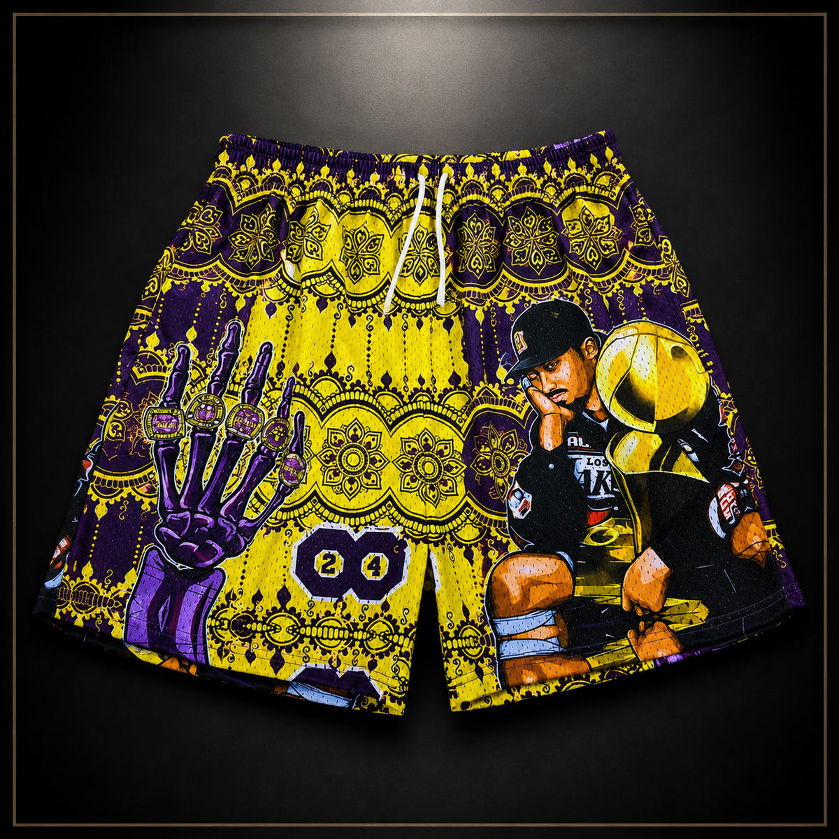 Purple & Gold Graphic Unisex Mesh Shorts– Unisex Streetwear Athletic Mesh Shorts