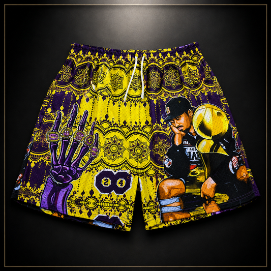 Purple & Gold Graphic Unisex Mesh Shorts– Unisex Streetwear Athletic Mesh Shorts