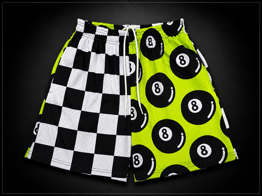 Green Black & White 8-Ball Unisex Mesh Shorts – Unisex Streetwear Athletic Mesh Shorts