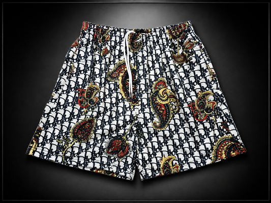 White Black & Gold Paisley Unisex Mesh Shorts – Unisex Streetwear Athletic Mesh Shorts