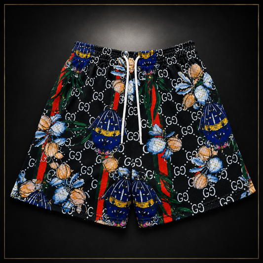 Black Multicolor Floral Graphic Unisex Mesh Shorts – Unisex Streetwear Athletic Mesh Shorts