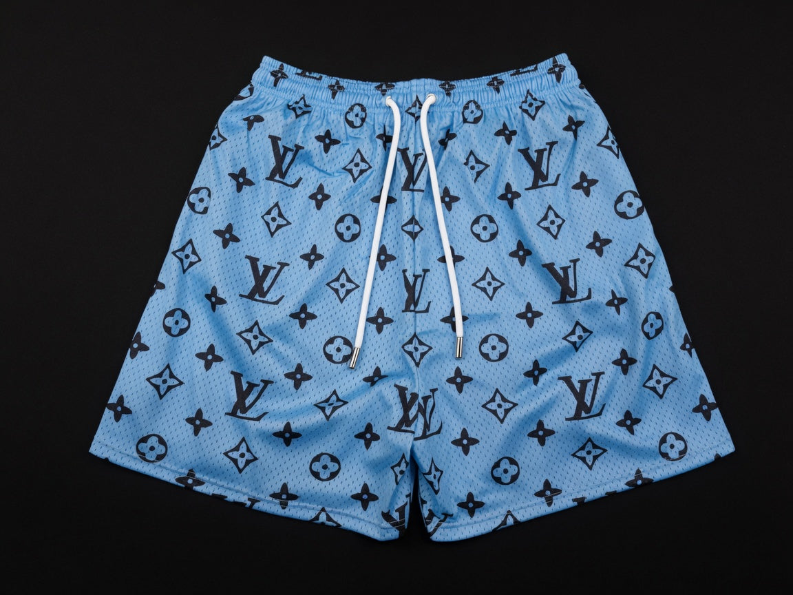 Mesh Mart Unisex Double-Layer Mesh Shorts – Sky Blue Graphic Athletic Streetwear Shorts
