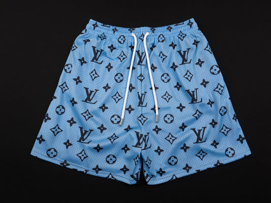 Mesh Mart Unisex Double-Layer Mesh Shorts – Sky Blue Graphic Athletic Streetwear Shorts