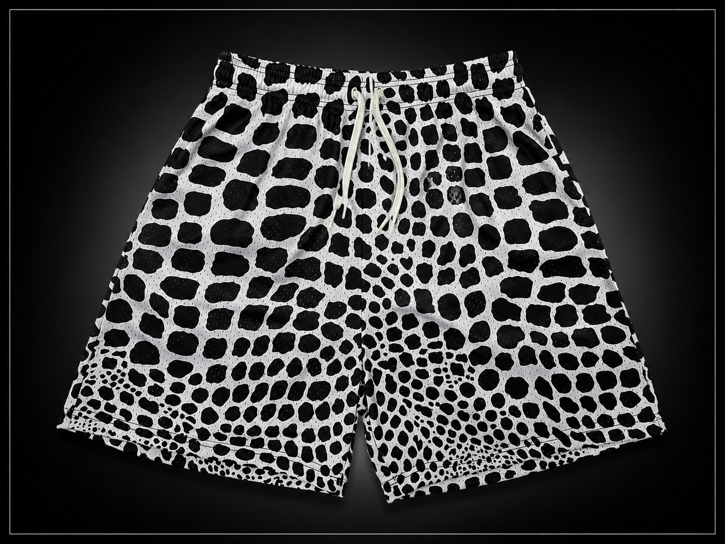 Black & White Animal Print Mesh Shorts – Unisex Premium Streetwear