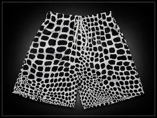 Black & White Animal Print Mesh Shorts – Unisex Premium Streetwear
