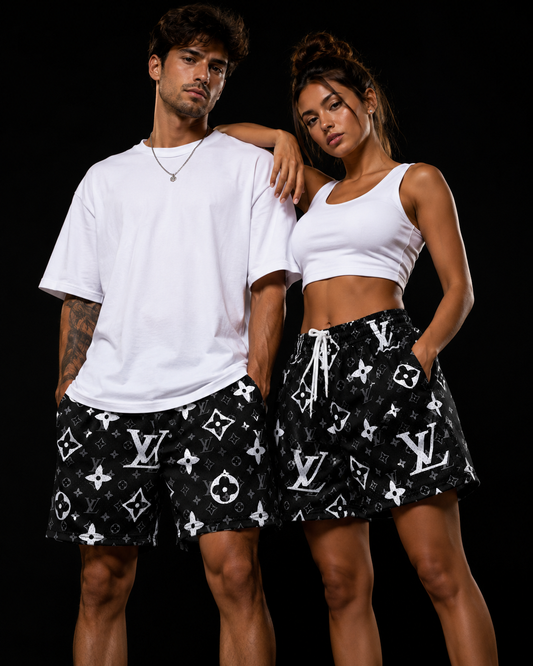 Black  Mesh Branded Shorts – Unisex Designer Streetwear