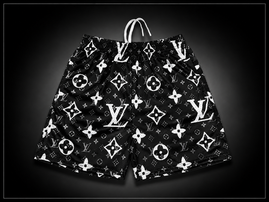 Black  Mesh Branded Shorts – Unisex Designer Streetwear
