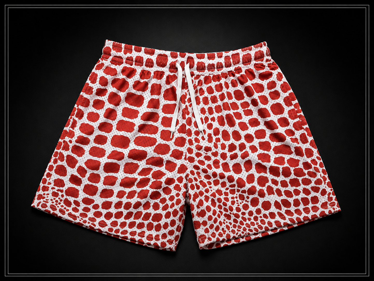 Premium Unisex Branded Designer Mesh Shorts | Red Pattern | Men's Shorts | Shorts for Women |