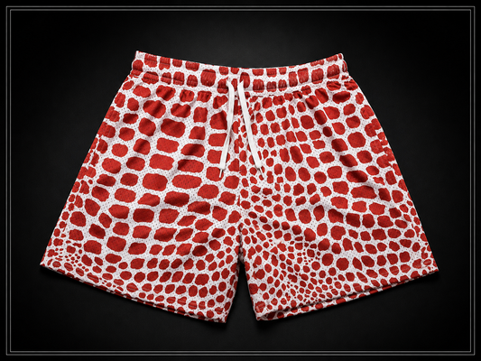 Premium Unisex Branded Designer Mesh Shorts | Red Pattern | Men's Shorts | Shorts for Women |