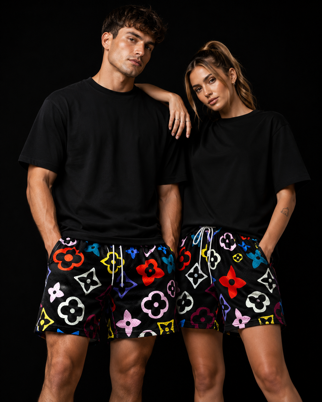 Multicolor Monogram Mesh Shorts – Unisex Premium Streetwear