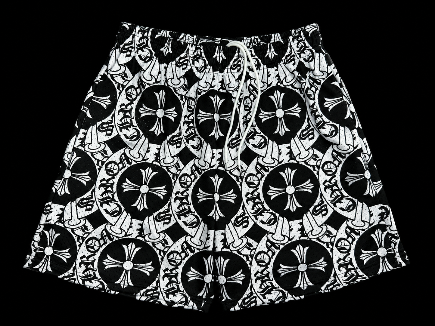 Black & White Mesh Shorts – Unisex Streetwear Edition