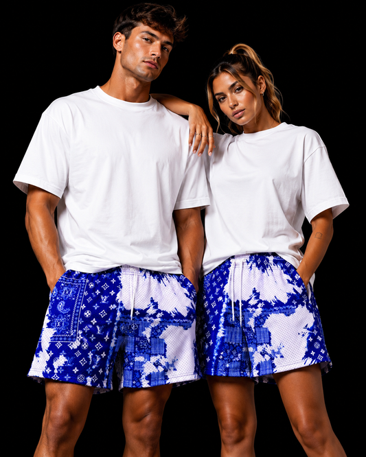 Blue Bandana Mesh Shorts – Unisex Premium Streetwear