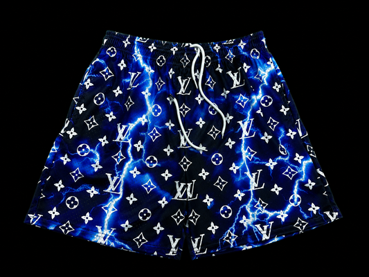 Electric Blue Lightning Mesh Shorts | Unisex Streetwear Fit