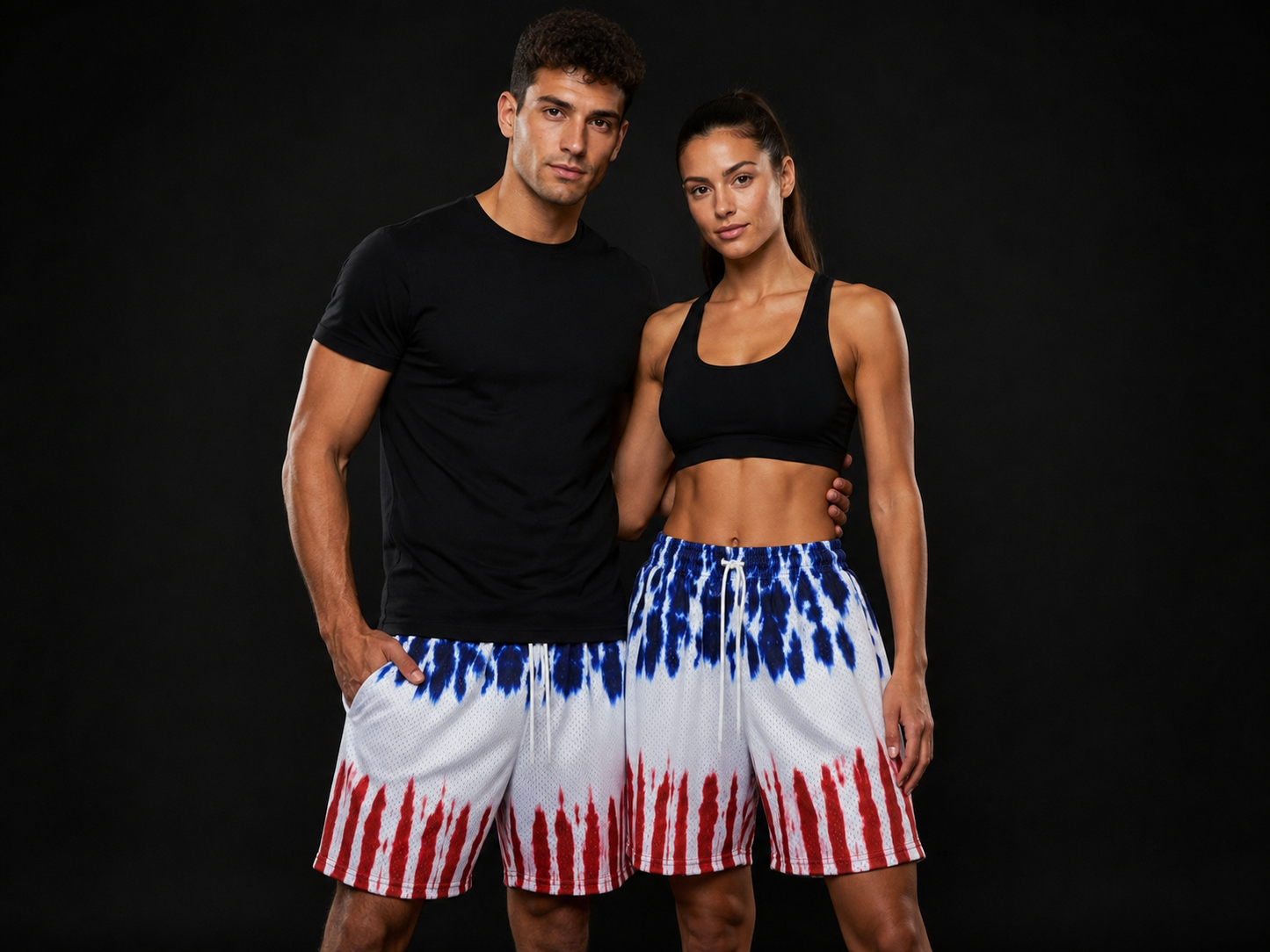 Red White & Blue Tie-Dye Mesh Shorts – Unisex Streetwear Athletic Mesh Shorts