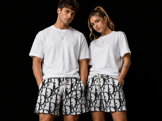 Black Monogram Mesh Shorts – Unisex Streetwear Summer Shorts