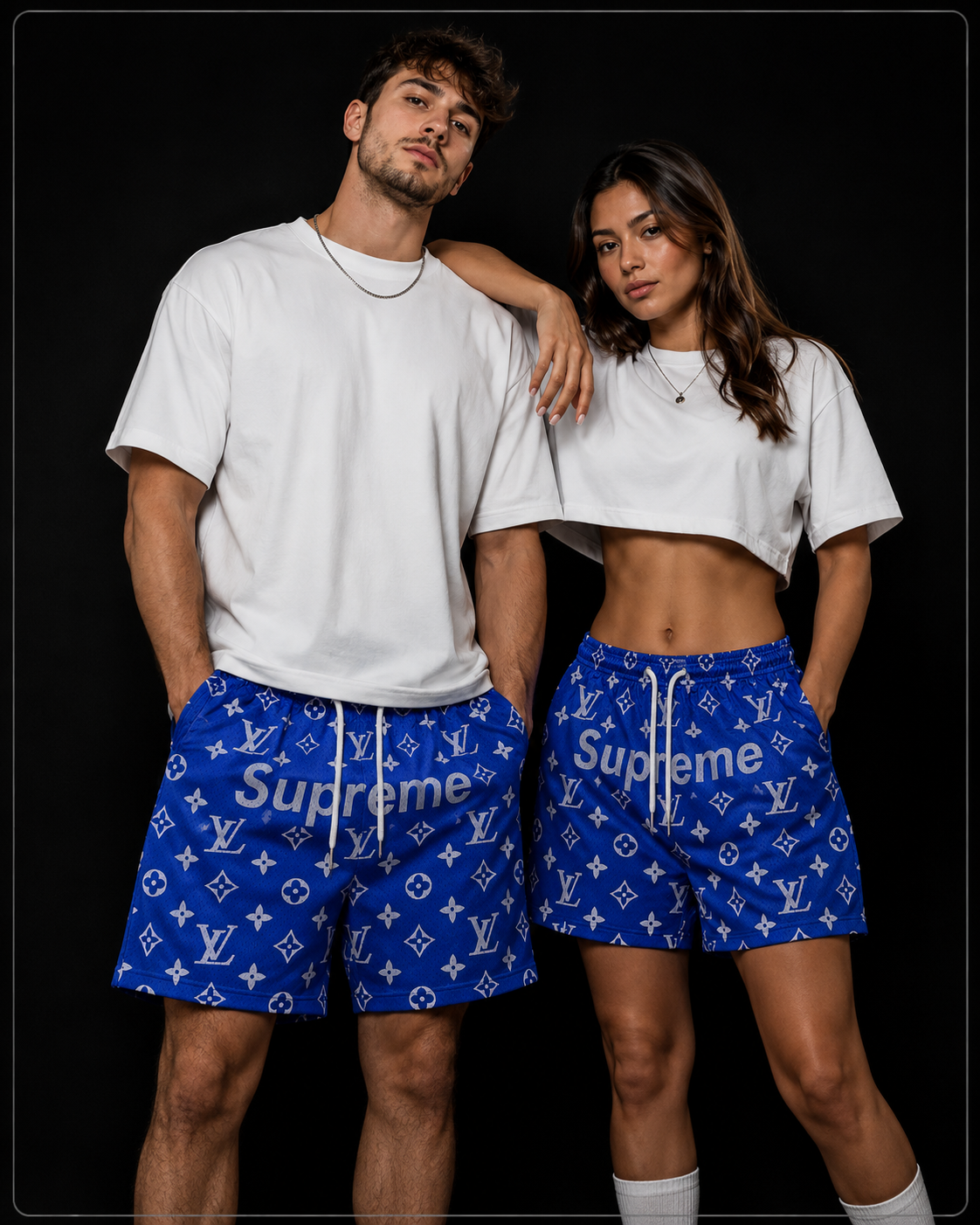 Unisex Double-Layer Mesh Shorts – Royal Blue Graphic Athletic Streetwear Shorts
