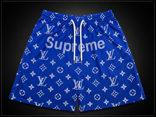 Unisex Double-Layer Mesh Shorts – Royal Blue Graphic Athletic Streetwear Shorts