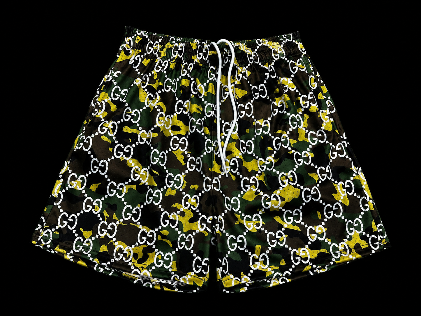 Unisex Green Camouflage Mesh Shorts – Lightweight Streetwear Fit