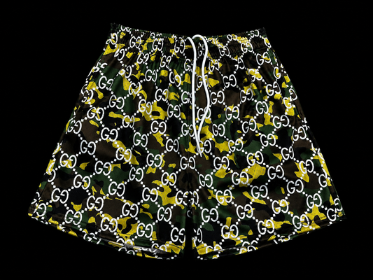 Unisex Green Camouflage Mesh Shorts – Lightweight Streetwear Fit
