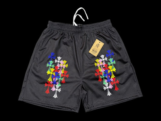 Black and multi-colors Mesh Shorts – Premium Graphic Design Unisex Shorts