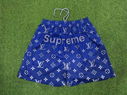 Unisex Double-Layer Mesh Shorts – Royal Blue Graphic Athletic Streetwear Shorts