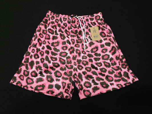 Unisex Pink Leopard Mesh Shorts - Breathable Athletic Casual Performance Shorts