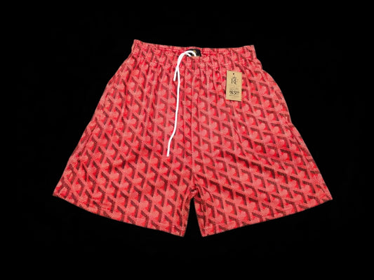 Red Geometric Print Mesh Shorts – Unisex Streetwear Athletic Mesh Shorts